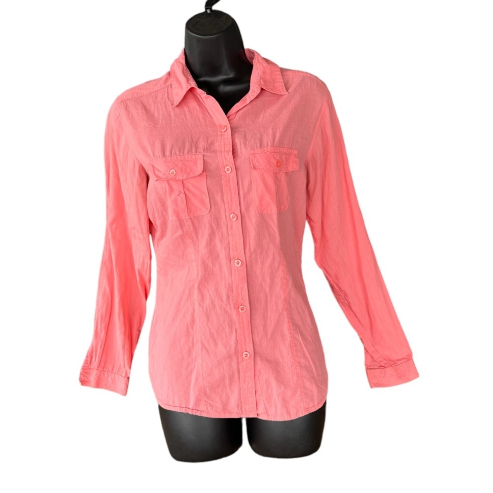 Patagonia Womens Organic Cotton Button Down Shirt Lightweight Coral Pink Size 8